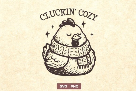 Cluckin’ Cozy Chicken Funny SVG PNG Art Graphics