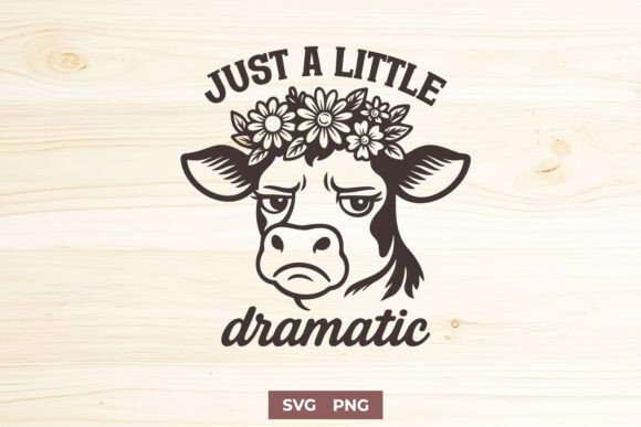Just a Little Dramatic Cow Funny SVG PNG Graphics and Crafts