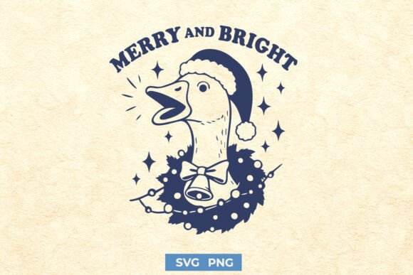 Merry and Bright Goose Funny SVG PNG Graphics and Crafts Review