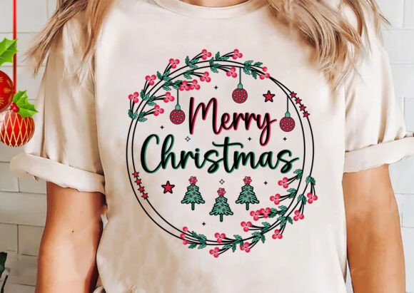 Merry Christmas with Cheery Floral SVG Graphics and T-Shirt Designs